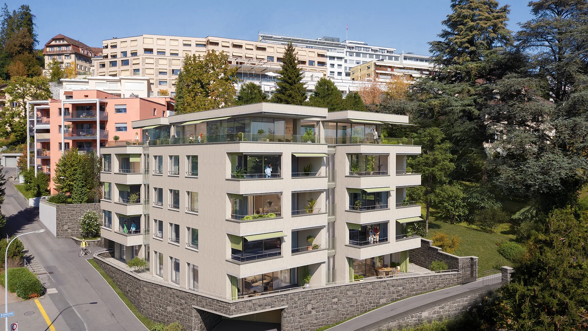 Brunnhalde 12 von der Strassenecke aus